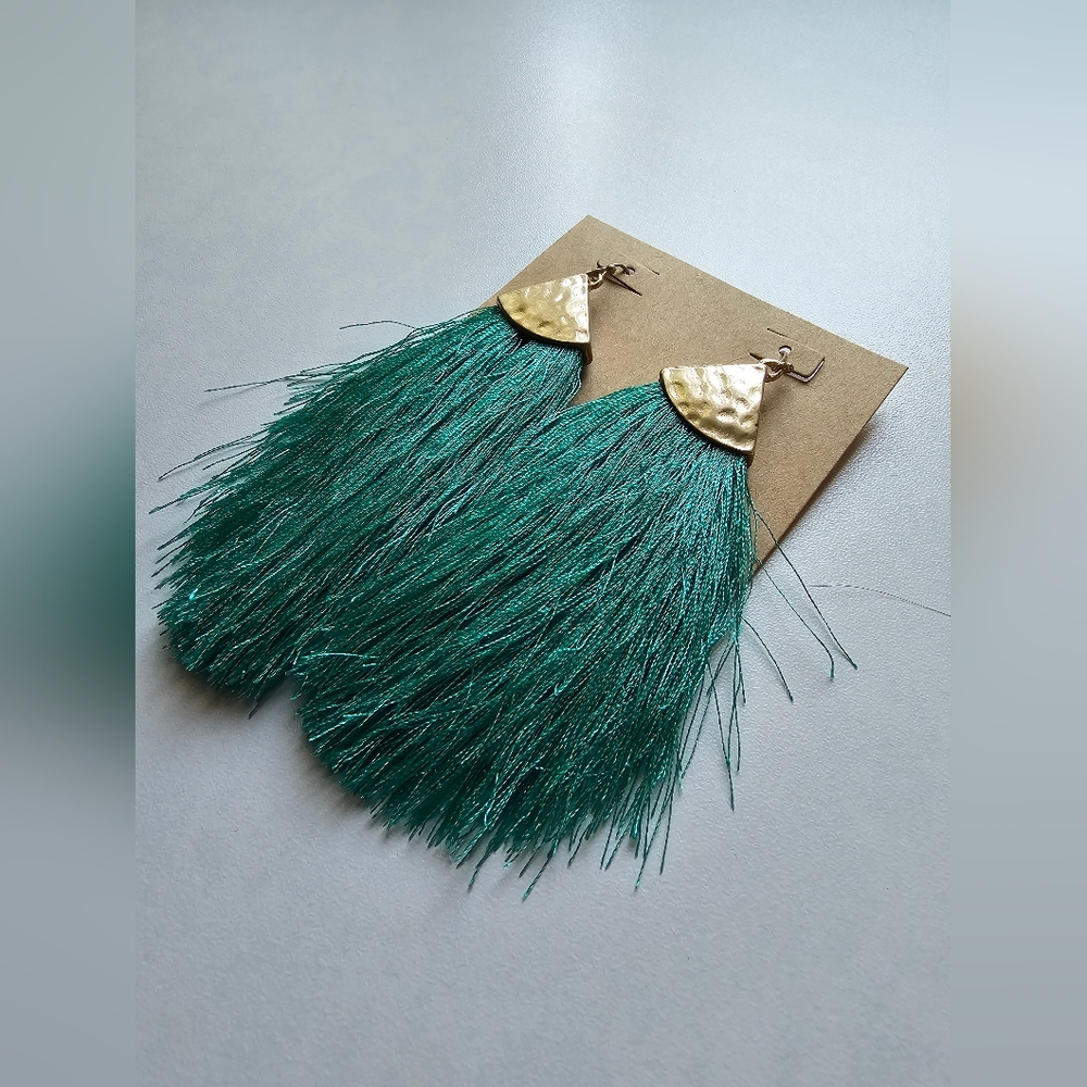 LAST CHANCE SALE!!!  Teal Fringe Earrings